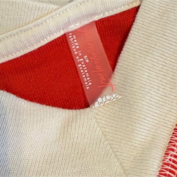 SMALL Free People All Star Orange Stripe Long Sleeve Jersey Knit Oversized Top - Picture 4 of 9